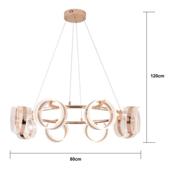 Linea 8'li Gold Yuvarlak Salon Sarkıt Led Avize