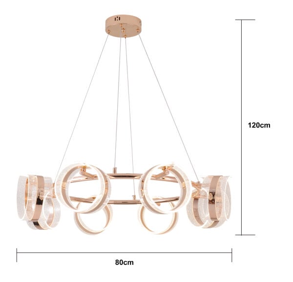 Linea 8'li Gold Yuvarlak Salon Sarkıt Led Avize