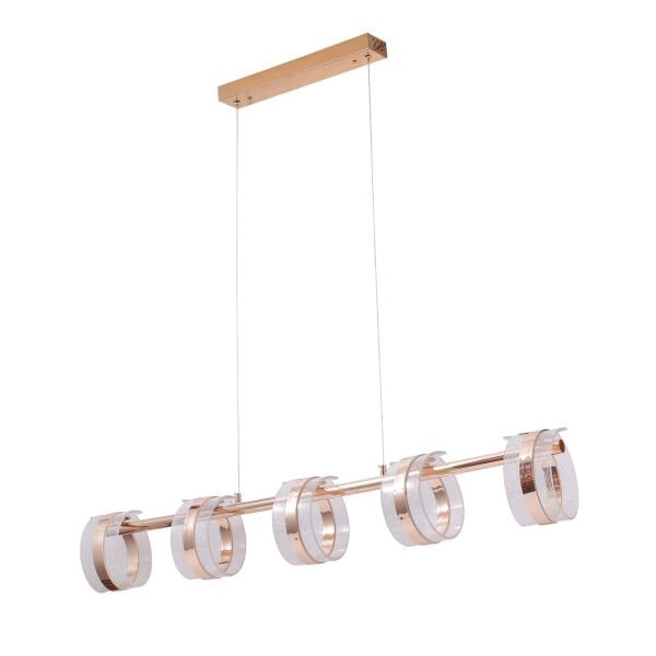 Linea 5'li Gold Sıralı Salon Sarkıt Led Avize