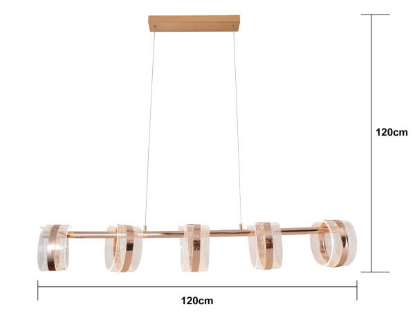 Linea 5'li Gold Sıralı Salon Sarkıt Led Avize