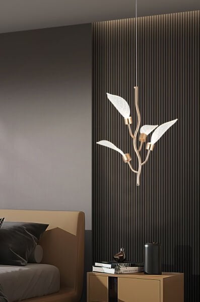 Liria Gold Yaprak Desenli Sarkıt Led Avize