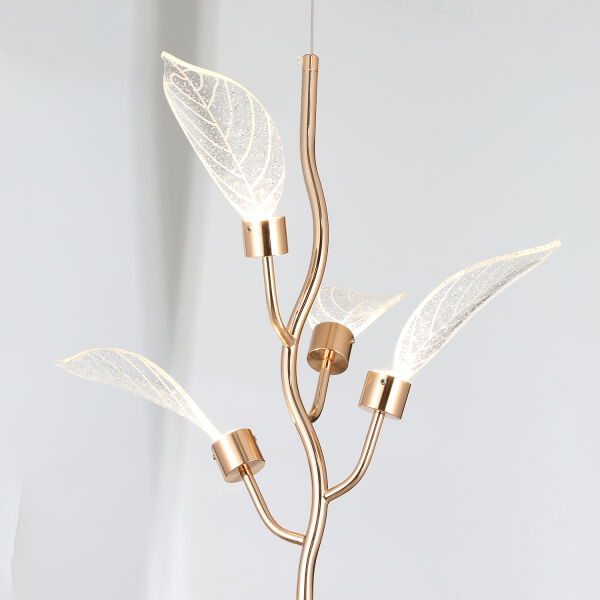 Liria Gold Yaprak Desenli Sarkıt Led Avize