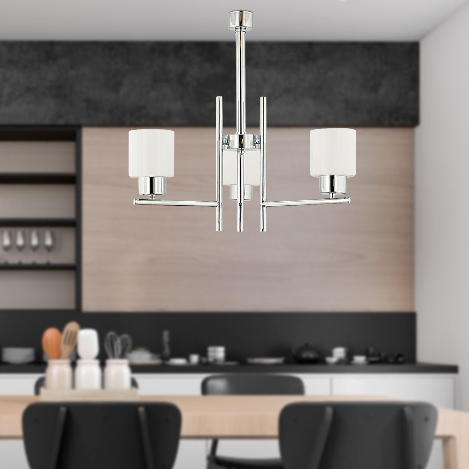 Odesa 3 Lü Krom Kaplama Modern Yatak Odası Mutfak Salon Avize