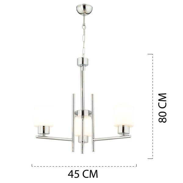 Odesa 3 Lü Krom Kaplama Modern Yatak Odası Mutfak Salon Avize