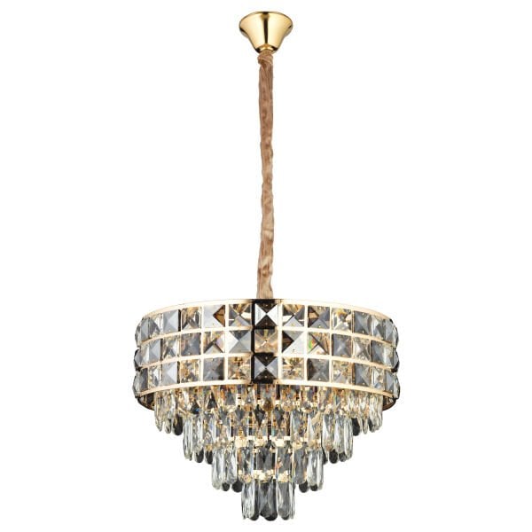 Orrel 8'li Gold Kristal Taşlı Modern Oturma Odası Salon Sarkıt Avize