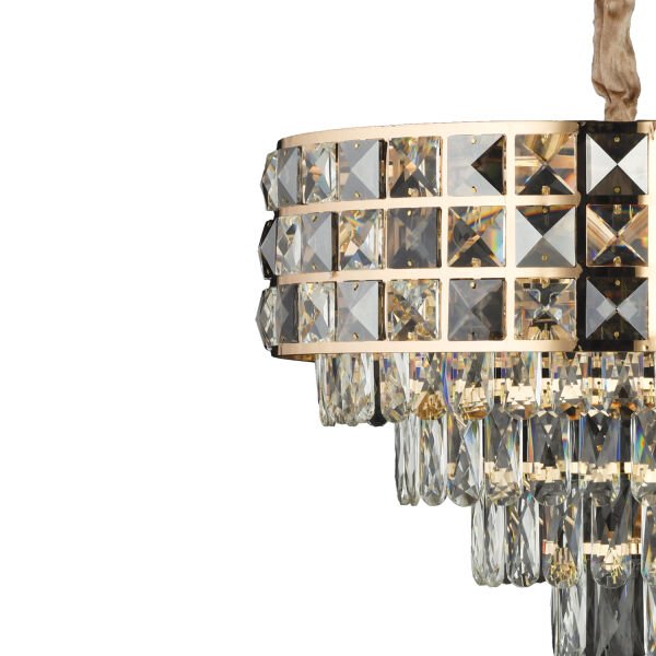 Orrel 8'li Gold Kristal Taşlı Modern Oturma Odası Salon Sarkıt Avize