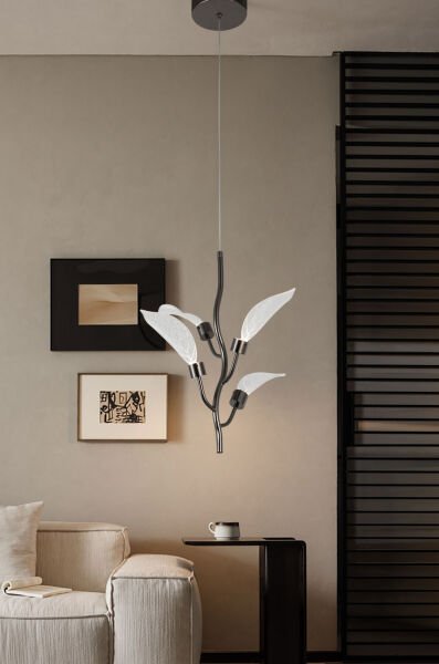 Liria Gold Yaprak Desenli Sarkıt Led Avize