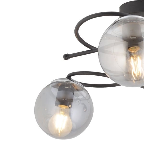 Rodonit 3lü Siyah Krom Füme Camlı  Modern Sarkıt Genç Odası Yatak odası Retro Salon Avize