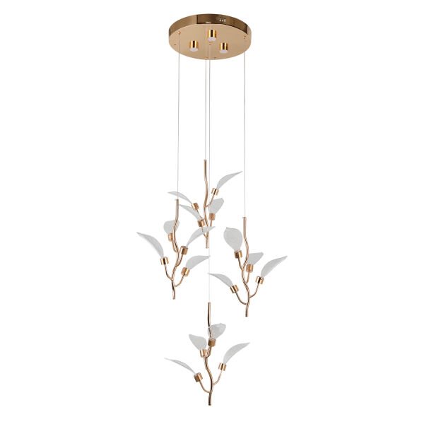 Liria 4'lü Gold Yaprak Desenli Sarkıt Led Avize