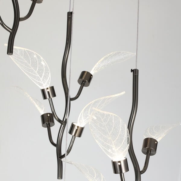 Liria 4'lü Platin Yaprak Desenli Sarkıt Led Avize