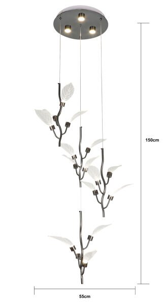 Liria 4'lü Platin Yaprak Desenli Sarkıt Led Avize