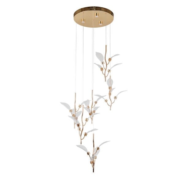 Liria 6'lı Gold Yaprak Desenli Sarkıt Led Avize