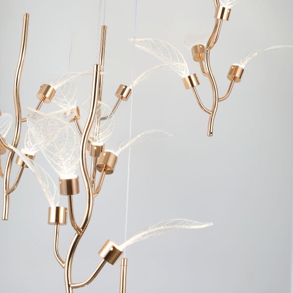 Liria 6'lı Gold Yaprak Desenli Sarkıt Led Avize