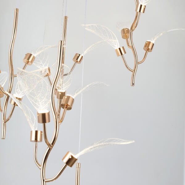 Liria 6'lı Gold Yaprak Desenli Sarkıt Led Avize