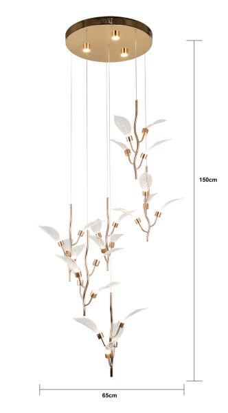 Liria 6'lı Gold Yaprak Desenli Sarkıt Led Avize