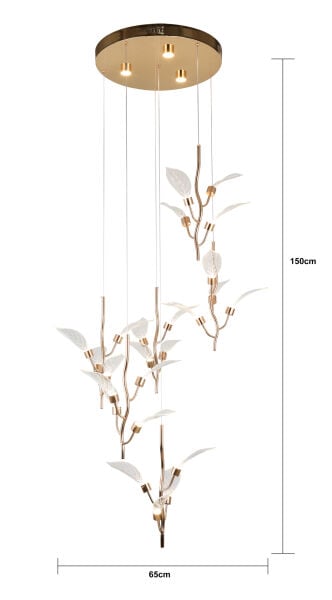 Liria 6'lı Gold Yaprak Desenli Sarkıt Led Avize