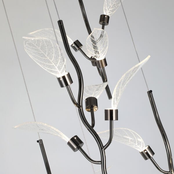 Liria 6'lı Platin Yaprak Desenli Sarkıt Led Avize