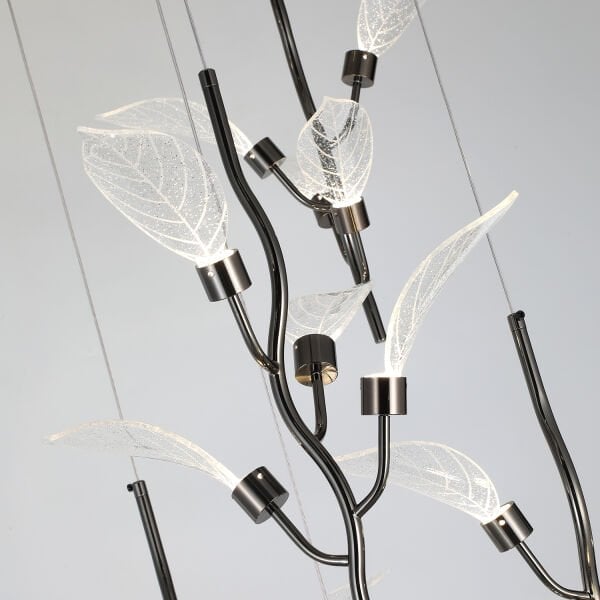 Liria 6'lı Platin Yaprak Desenli Sarkıt Led Avize