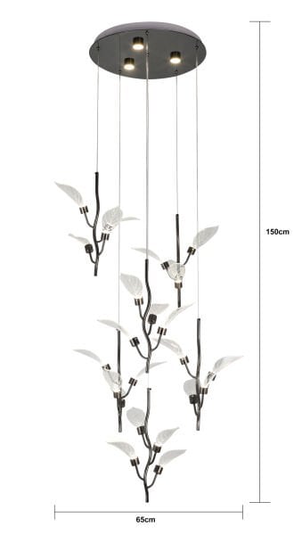 Liria 6'lı Platin Yaprak Desenli Sarkıt Led Avize