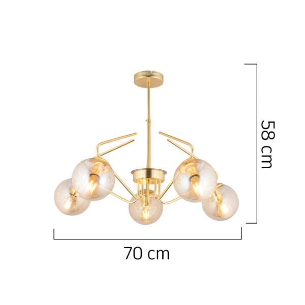 Mildred 5'li Gold Modern Sarkıt Genç Odası Mutfak Yatak Odası Salon Sarkıt Avize