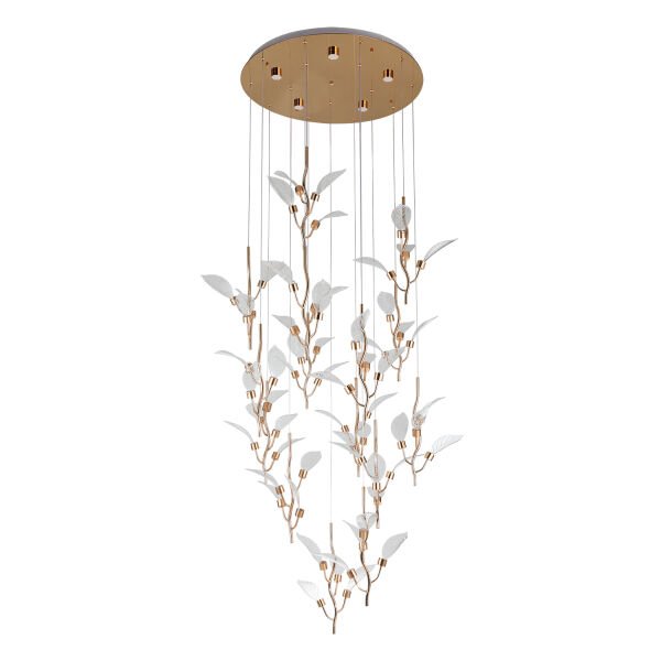 Liria 15'li Gold Yaprak Desenli Sarkıt Led Avize