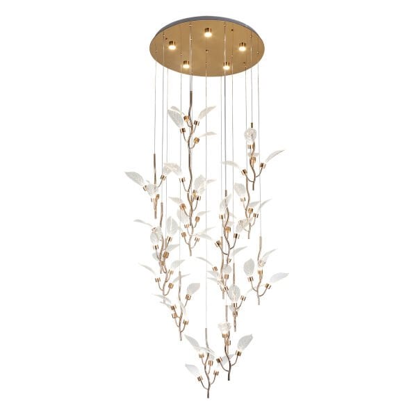 Liria 15'li Gold Yaprak Desenli Sarkıt Led Avize