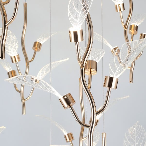 Liria 15'li Gold Yaprak Desenli Sarkıt Led Avize