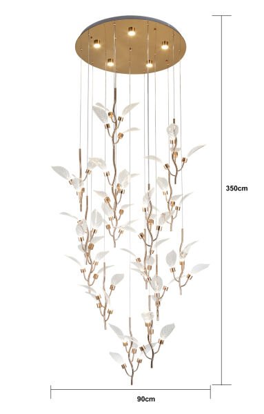 Liria 15'li Gold Yaprak Desenli Sarkıt Led Avize