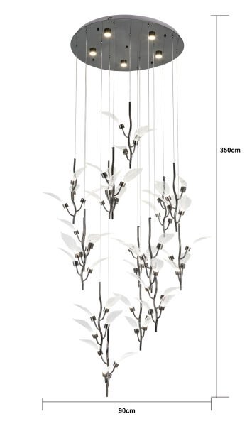 Liria 15'li Platin Yaprak Desenli Sarkıt Led Avize