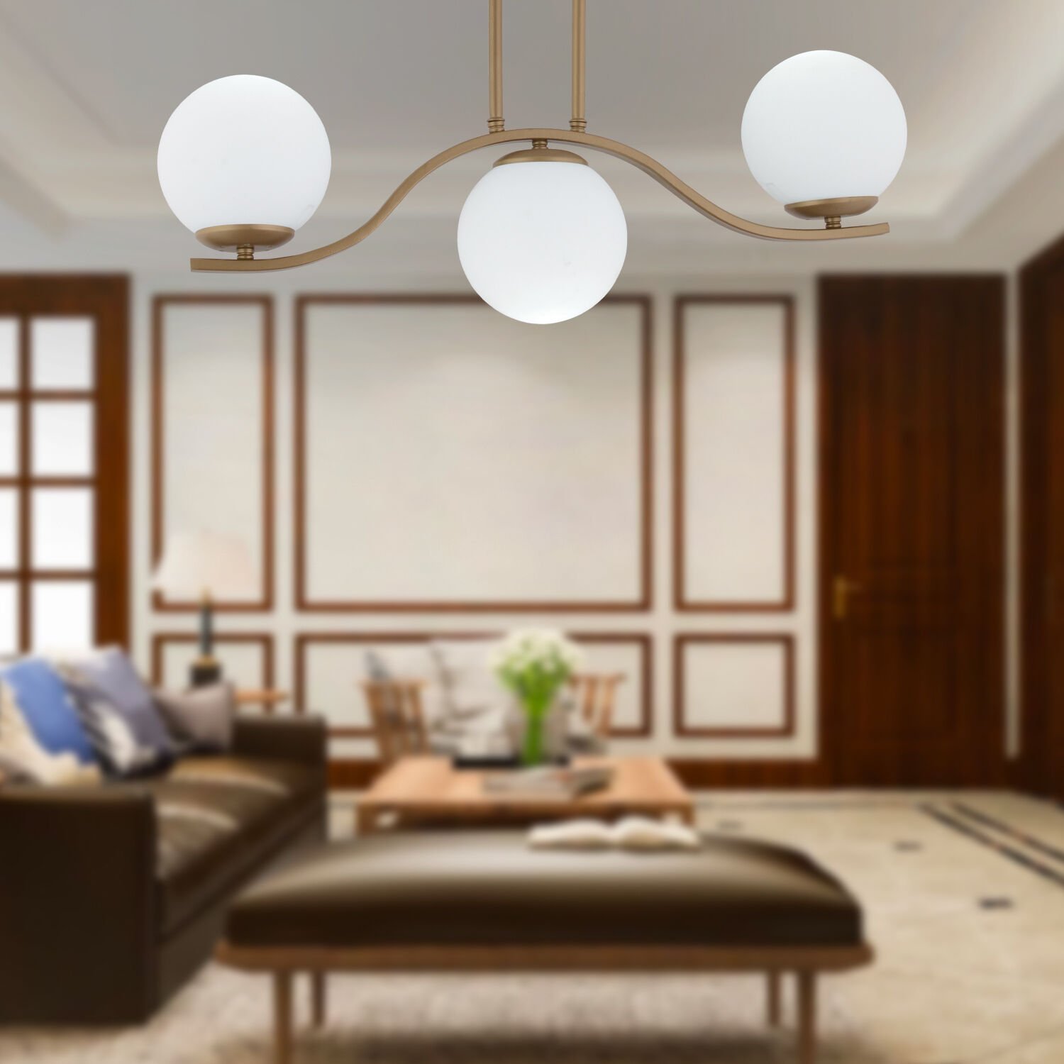 Severus 3'lü Eskitme Modern Salon Kafe Restoran İçin Uygun, Salon Avize