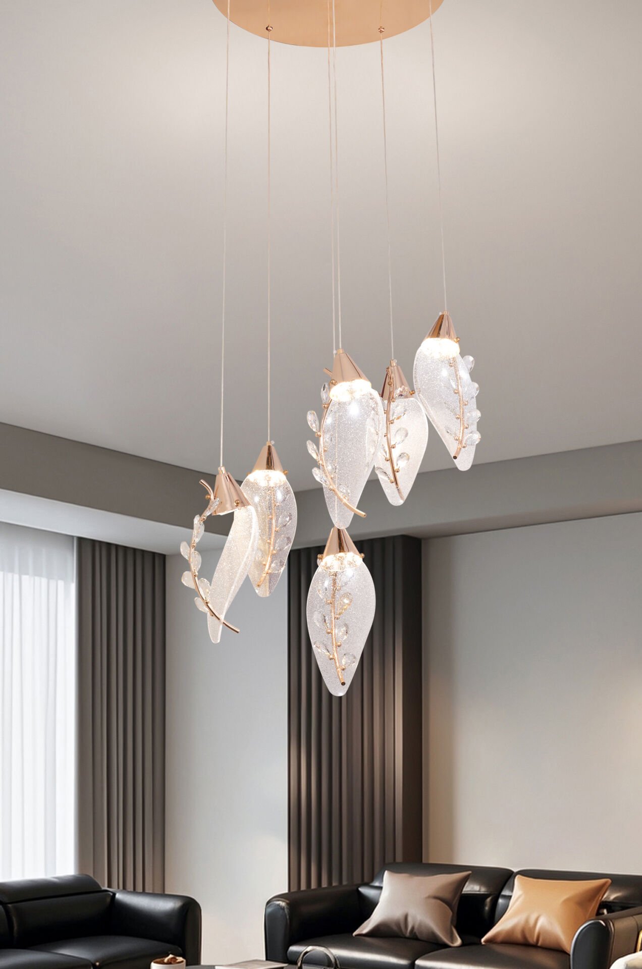 Ardea 6'lı Gold Yuvarlak Sarkıt Salon Led Avize