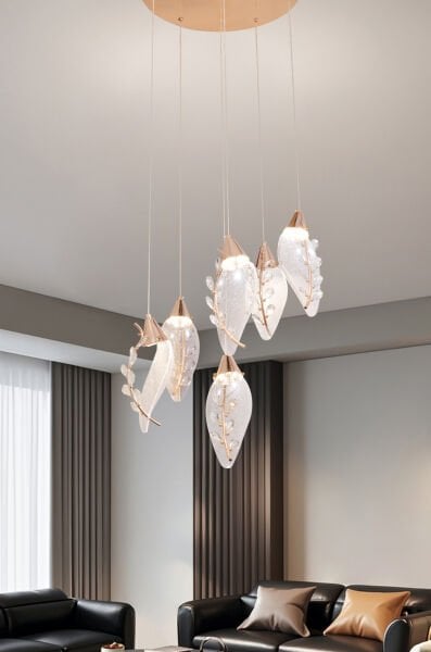 Ardea 6'lı Gold Yuvarlak Sarkıt Salon Led Avize