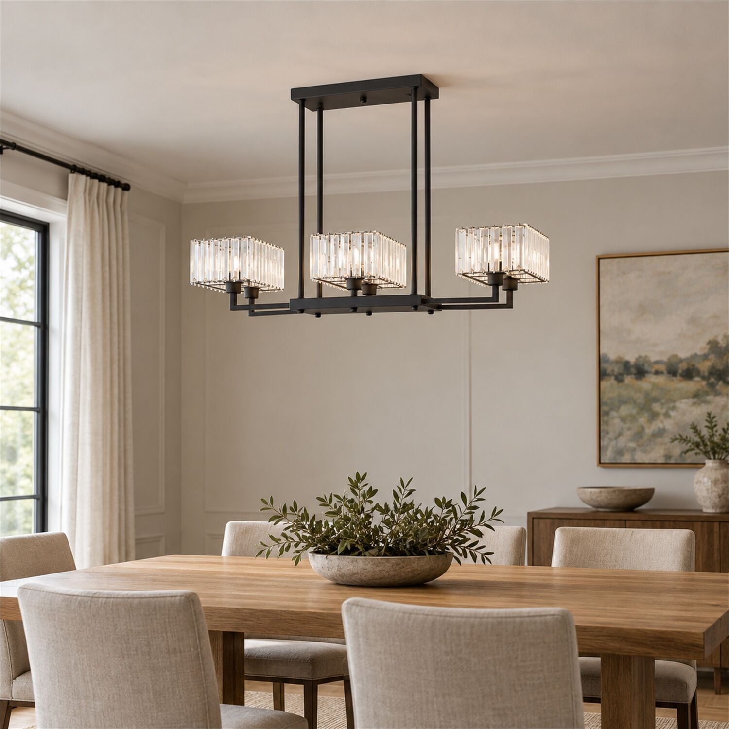 Brambles 6'lı Siyah Kristalli Taşlı Modern Tasarım Kristal Salon Avize