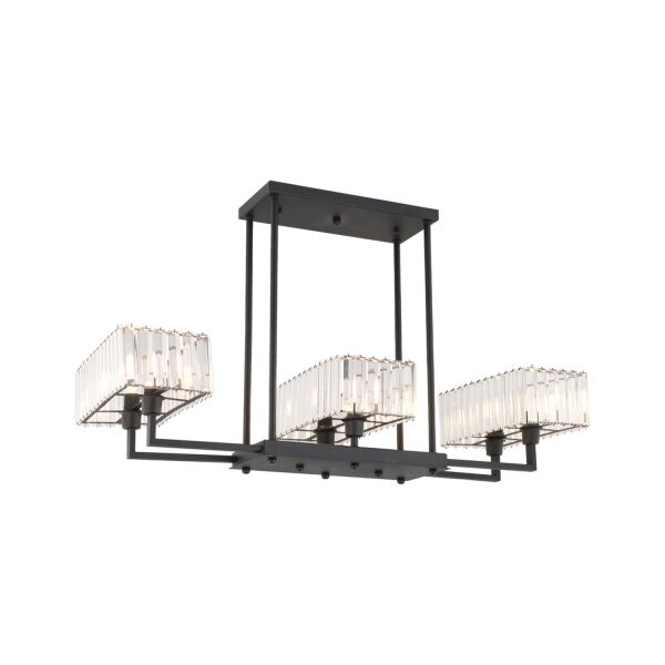 Brambles 6'lı Siyah Kristalli Taşlı Modern Tasarım Kristal Salon Avize