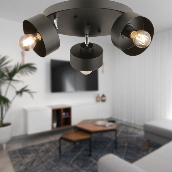 Meriç 3'lü Siyah Plafonyer Modern Retro Genç Odası Mutfak Salon Avize