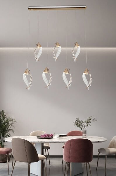 Ardea 7'li Gold Sıralı Sarkıt Salon Led Avize