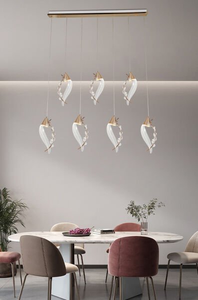 Ardea 7'li Gold Sıralı Sarkıt Salon Led Avize