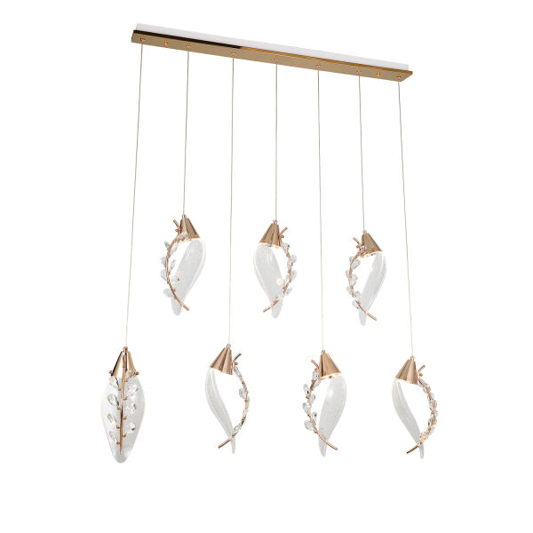 Ardea 7'li Gold Sıralı Sarkıt Salon Led Avize