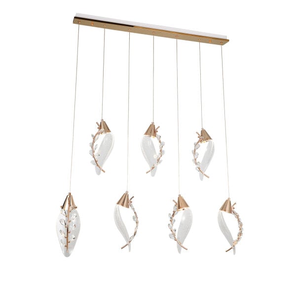 Ardea 7'li Gold Sıralı Sarkıt Salon Led Avize