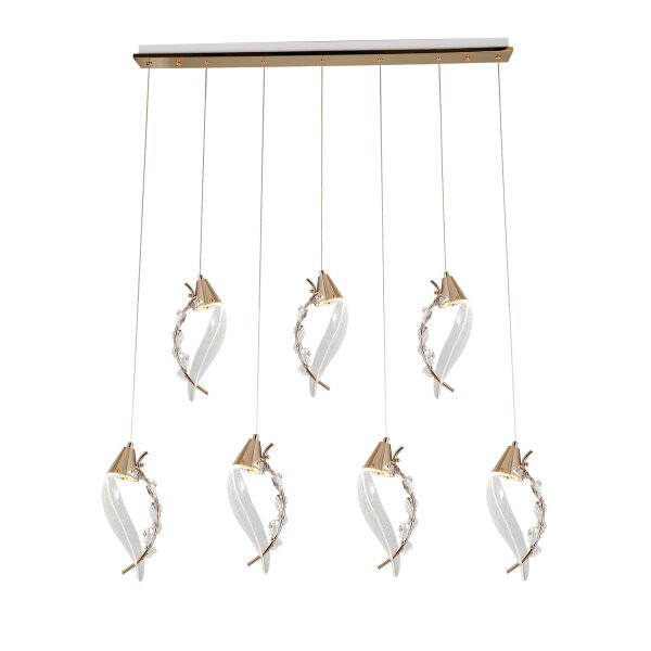 Ardea 7'li Gold Sıralı Sarkıt Salon Led Avize