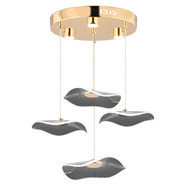 Jolie 4'lü Yuvarlak 3 Renkli 39 Watt Gold Kristal Ledli Modern Oturma Odası Salon Sarkıt Avize