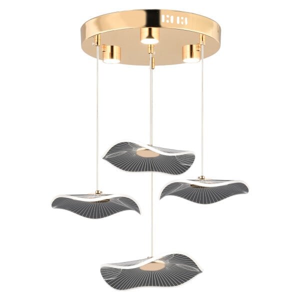 Jolie 4'lü Yuvarlak 3 Renkli 39 Watt Gold Kristal Ledli Modern Oturma Odası Salon Sarkıt Avize