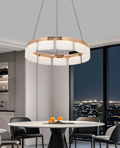 Rosae 60'lık Gold Krisatal Yuvarlak Sarkıt Salon Led Avize