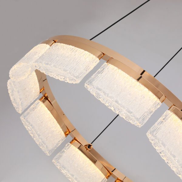 Rosae 60'lık Gold Krisatal Yuvarlak Sarkıt Salon Led Avize