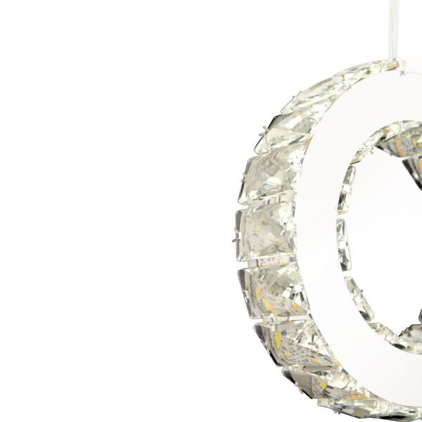 Akanay Tekli Krom Ledli 3 Renkli Sarkıt Kristalli Taşlı Modern Tasarım Led Kristal Top Salon Avize