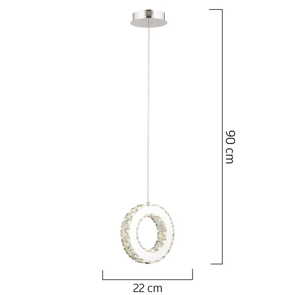 Akanay Tekli Krom Ledli 3 Renkli Sarkıt Kristalli Taşlı Modern Tasarım Led Kristal Top Salon Avize