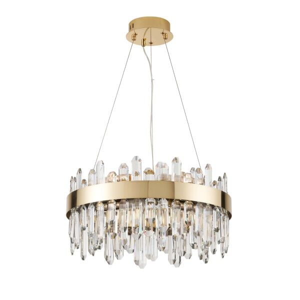 Linfred 50'lik Gold Kristal Taşlı Modern Salon Avize