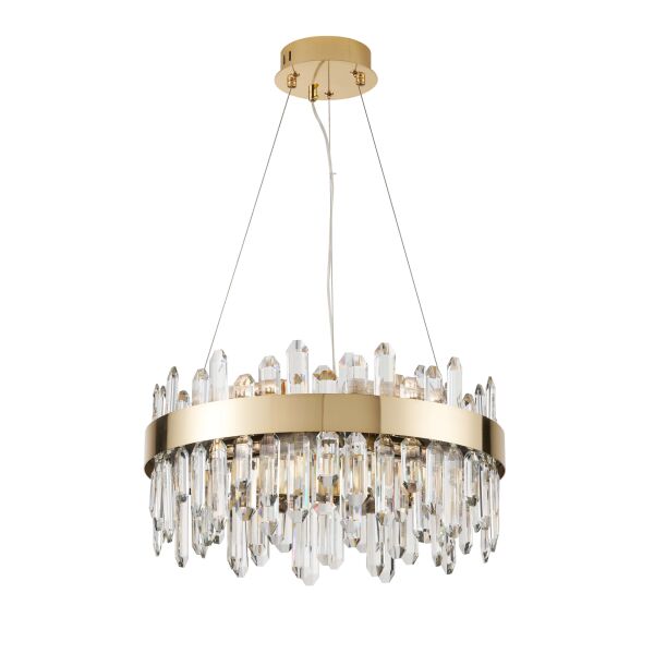 Linfred 50'lik Gold Kristal Taşlı Modern Salon Avize