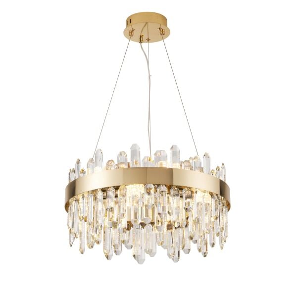 Linfred 50'lik Gold Kristal Taşlı Modern Salon Avize