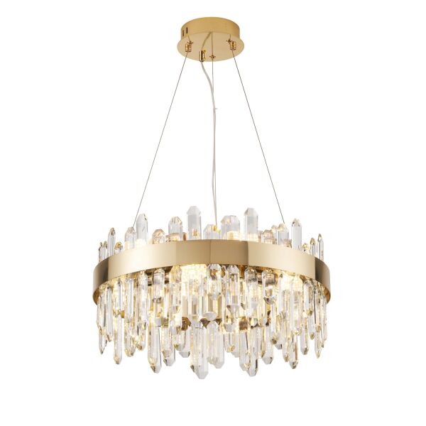 Linfred 50'lik Gold Kristal Taşlı Modern Salon Avize